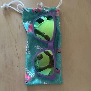 Purple Goodr Sunglasses with Flamingo Pouch